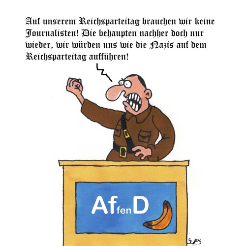 Cartoon: Parteitag (medium) by Karsten Schley tagged politik,neonazis,rechteextremismus,faschismus,afd,parteitag,journalismus,presse,politik,neonazis,rechteextremismus,faschismus,afd,parteitag,journalismus,presse