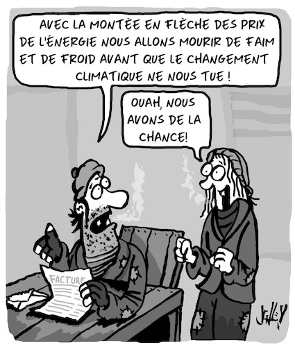 Cartoon: Quelle Chance ! (medium) by Karsten Schley tagged augmentation,prix,energie,carburant,pauvrete,environnement,climat,politique,societe,augmentation,prix,energie,carburant,pauvrete,environnement,climat,politique,societe