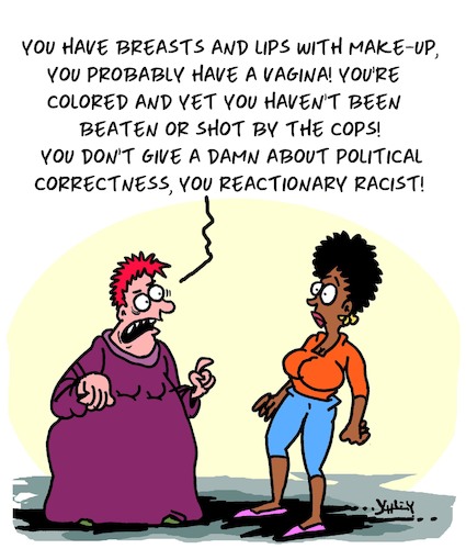 Cartoon: Reactionary! (medium) by Karsten Schley tagged women,bigotry,culture,racism,social,issues,politics,media,women,bigotry,culture,racism,social,issues,politics,media