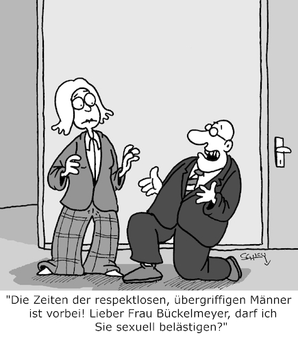 Cartoon: Respekt! (medium) by Karsten Schley tagged männer,respekt,frauen,übergriffigkeit,belästigung,benehmen,beziehungen,büro,arbeitsplatz,gesellschaft,männer,respekt,frauen,übergriffigkeit,belästigung,benehmen,beziehungen,büro,arbeitsplatz,gesellschaft