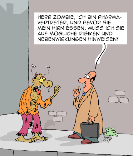 Cartoon: RISIKO!! (medium) by Karsten Schley tagged medizin,wirtschaft,medikamente,pharmazie,risiken,nebenwirkungen,zombies,gesundheit,warnhinweise,vertreter,gesellschaft,medizin,wirtschaft,medikamente,pharmazie,risiken,nebenwirkungen,zombies,gesundheit,warnhinweise,vertreter,gesellschaft