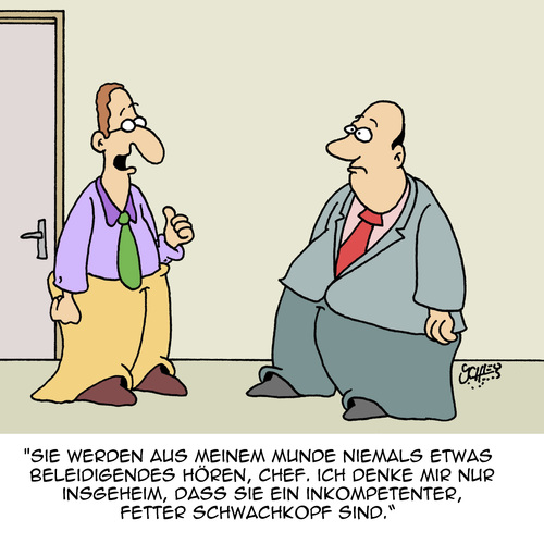 Cartoon: Sage ich nicht! (medium) by Karsten Schley tagged arbeit,arbeitgeber,arbeitnehmer,meinung,ehrlichkeit,denken,büro,vorgesetzte,kompetenz,arbeit,arbeitgeber,arbeitnehmer,meinung,ehrlichkeit,denken,büro,vorgesetzte,kompetenz