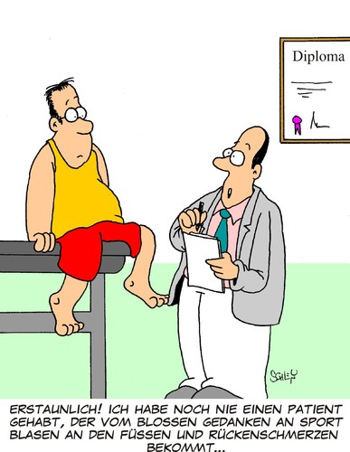 Cartoon: Sport (medium) by Karsten Schley tagged gesundheit,fitness,männer,ärzte,gesundheit,fitness,männer,ärzte