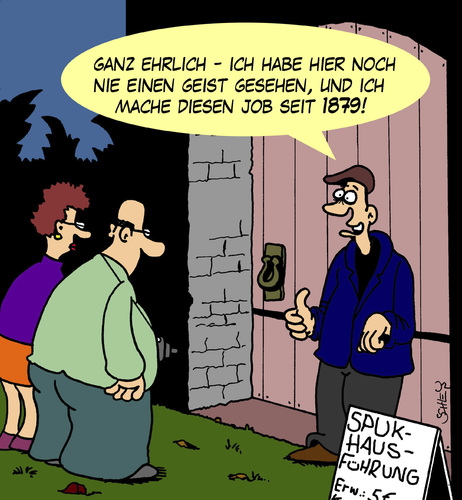 Cartoon: Spukhaus (medium) by Karsten Schley tagged gespenster,aberglaube,geister,tourismus,jobs,gespenster,aberglaube,geister,tourismus,jobs,job,arbeit,beruf