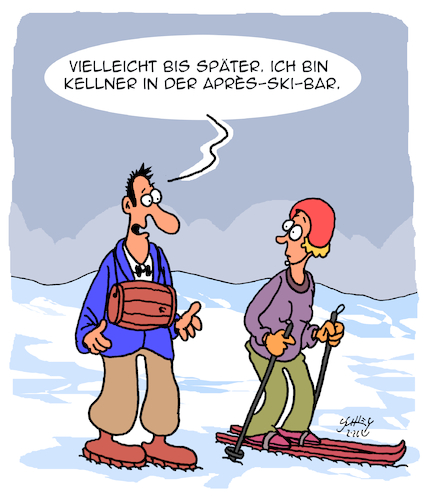 Cartoon: Super Kellner! (medium) by Karsten Schley tagged skilaufen,bars,gastronomie,wintersport,freizeit,kellner,schnee,unterhaltung,männer,frauen,gesellschaft,skilaufen,bars,gastronomie,wintersport,freizeit,kellner,schnee,unterhaltung,männer,frauen,gesellschaft