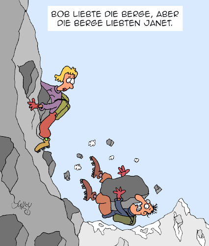 Cartoon: Wahre Liebe (medium) by Karsten Schley tagged liebe,männer,frauen,berge,bergsteigen,sport,urlaub,hobby,extremsport,natur,romantik,liebe,männer,frauen,berge,bergsteigen,sport,urlaub,hobby,extremsport,natur,romantik