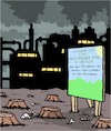Cartoon: E-Autos (small) by Karsten Schley tagged klima,umweltzerstörung,autos,transport,wirtschaft,business,batterien,fabriken,politik