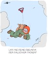 Cartoon: Fallschirm-Unfall (small) by Karsten Schley tagged sport,fallschirmspringen,unfälle,männer,frauen,hobbies,gesundheit,beziehungen,liebe