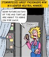 Cartoon: Gender-Neutral (small) by Karsten Schley tagged travel,passengers,airlines,stewardesses,gender,food,service,society,media