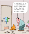 Cartoon: Katzenpsychologie (small) by Karsten Schley tagged katzen,psychologie,haustiere,machtkämpfe,menschen,gewinner,verlierer