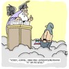 Cartoon: Lieferanten (small) by Karsten Schley tagged himmel,hölle,leben,tod,religion,christentum,glaube,kirche,katholizismus