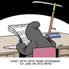Cartoon: Störung (small) by Karsten Schley tagged jobs,business,arbeit,arbeitgeber,arbeitnehmer,tod,störungen,witze