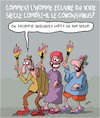 Cartoon: Un Sacrifice (small) by Karsten Schley tagged coronavirus,covid19,superstition,technologie,conspirations,crime,medias,sociaux