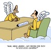 Cartoon: Zukunft und Karriere (small) by Karsten Schley tagged religion,zukunft,karriere,business,arbeitgeber,arbeitnehmer,mythen,glaube,christentum,himmel,engel