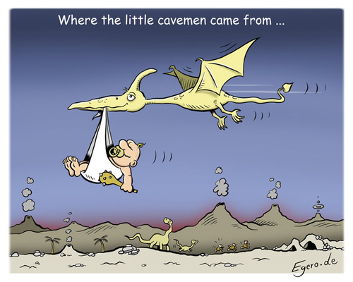 Cartoon: baby a.c. (medium) by Egero tagged caveman