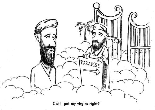 Cartoon: Do I still get my Virgins? (medium) by urbanmonk tagged osama,bin,ladens,death