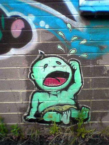 Cartoon: Green Baby (medium) by urbanmonk tagged street,art,grafitti