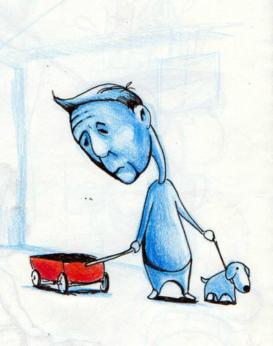 Cartoon: Little red wagon (medium) by urbanmonk tagged cartoon,children,little,red,wagon,animals,melancholy