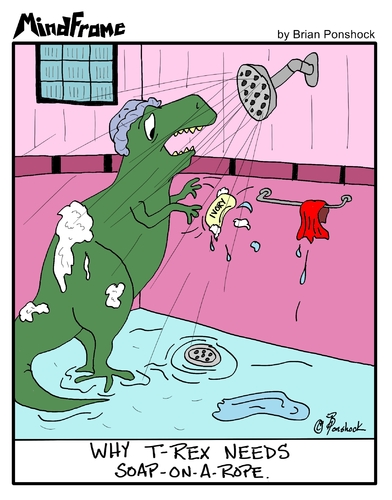 Cartoon: MINDFRAME (medium) by Brian Ponshock tagged trex,soap,shower