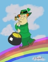 Cartoon: Leprechaun Stroll (small) by Brian Ponshock tagged leprechaun,shamrock,rainbow