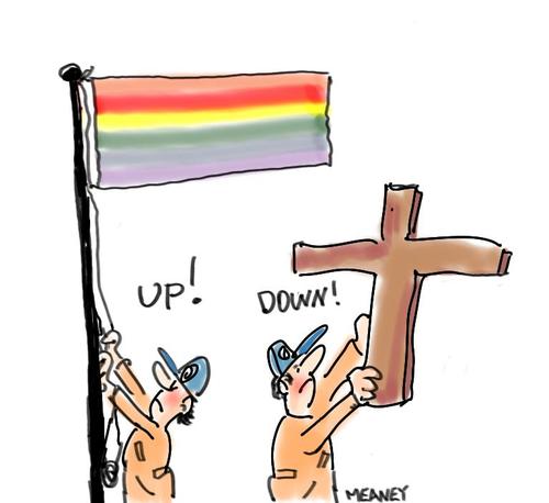 Cartoon: Progress (medium) by John Meaney tagged cross,pride