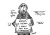 Cartoon: Panhandling (small) by John Meaney tagged bum,sign,homeless,dirty