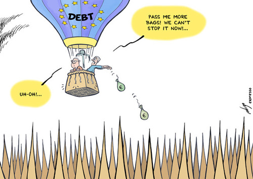 Cartoon: Crisis versus debt (medium) by rodrigo tagged financial,crisis,eu,european,union,recession,debt,euro,money