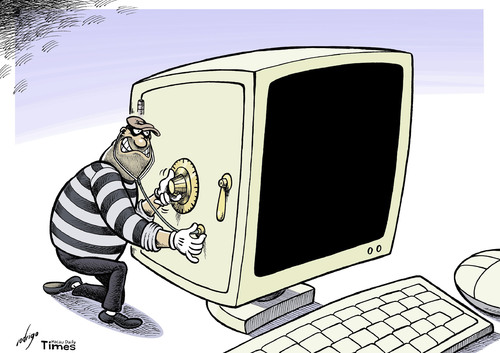 Cartoon: Increasing cyber crime (medium) by rodrigo tagged bank,money,web,internet,computer,info,crime,cyber
