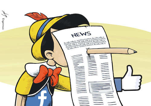 Cartoon: Faceboocchio (medium) by rodrigo tagged facebook,google,fake,news,lies,trial,court,mainstream,media,democracy,censorship