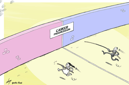 Cartoon: Gender barriers (medium) by rodrigo tagged women,career,job,work,promotion,progress,gender