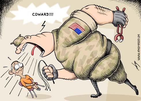 Cartoon: Interrogations at Guantanamo (medium) by rodrigo tagged guantanamo,interrogations,terror,justice,usa,army,taliban,sept11