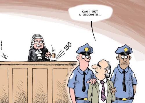 Cartoon: Madoff sentence (medium) by rodrigo tagged madoff,sentence,trial,150,years,jail,fraud,scheme,crime,financial