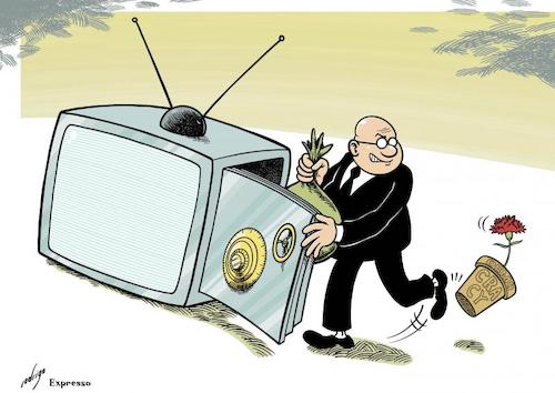 Cartoon: Mediocracy (medium) by rodrigo tagged media,economy,democracy,journalism,information,business,finance,politics,corruption,tv,television,radio,newspapers,news