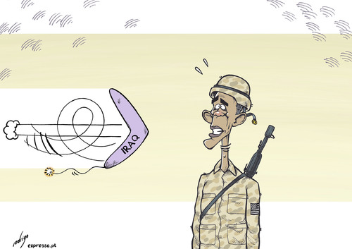 Cartoon: Obamerang (medium) by rodrigo tagged iraq,us,usa,united,states,america,middle,east,terrorism,military,army,democracy,obama