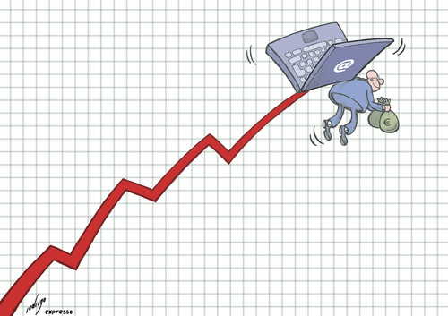 Cartoon: Online economy grows (medium) by rodrigo tagged google,technology,computers,davos,business,web,online,economy,internet
