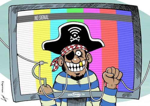 Cartoon: Pirates of the Cable (medium) by rodrigo tagged television,piracy,pirate,streaming,illegal,download,copyright,economy,business,privacy,sports,movies,series,tv,shows,netflix,torrents,confinement,lockdown,entertainment
