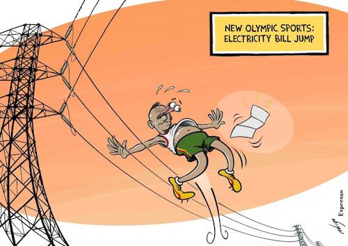 Cartoon: Record electricity prices (medium) by rodrigo tagged electricity,power,costs,europe,bill,prices,energy,economy,olympics,tokyo,2020,sport