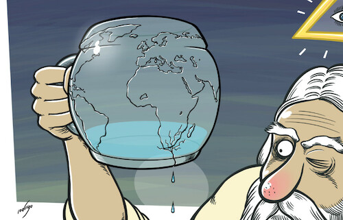 Cartoon: The unmiracle of water vanishing (medium) by rodrigo tagged water,global,crisis,un,report,shortage,consumption,climate,change,warming,earth,world,environment,economy,pollution,drought,unesco,africa,agriculture,population,people,nature