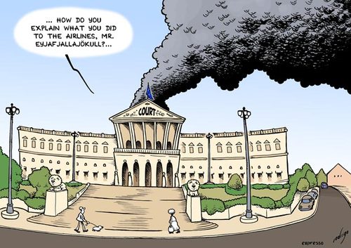 Cartoon: Bad volcano (medium) by rodrigo tagged volcano,europe,iceland,eyjafjallajokull,ash,airline,airplane,airport,travel,eruption