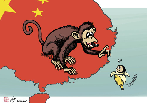 Cartoon: Year of the Monkey in Taiwan (medium) by rodrigo tagged taiwan,china,elections,independence,democracy,freedom,tsai,ing,wen,president