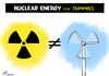 Cartoon: Nuclear versus green power (small) by rodrigo tagged nuclear energy power plant eolic natural green renewable source electric solar biofuel biodiesel global warming