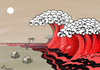 Cartoon: Red Shirt tsunami in Thailand (small) by rodrigo tagged red shirt thailand government riot bangkok violence thai crisis protest