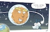 Cartoon: The Hideous Face of the Moon (small) by rodrigo tagged space,moon,nasa,astronauts,donaldtrump,artemisii,uspresident,science,spaceship,earth,international,politics,trump,society,humankind