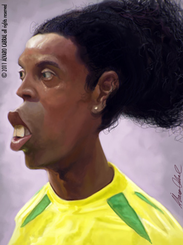 Cartoon: Ronaldinho Gaucho (medium) by alvarocabral tagged caricature