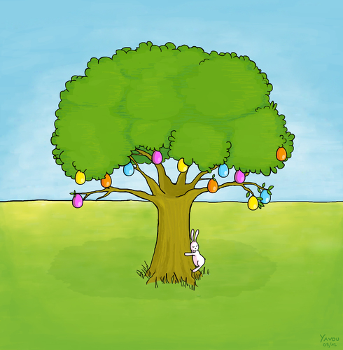 Cartoon: Back to the tree (medium) by Yavou tagged bunny,egg,eggs,osterei,ostereier,yavou,coelho,lapin,arbo,treet,kanin,boom,jajko,huevo,ubh,uovo,ovo,ostern,easter,osterfest,rabbit,kaninchen,hase,osterhase,coniglio,mümmelmann,weiss,hug,cartoonist,tier,arbre,tree,früchte,frucht,natur,umwelt,baum,bäume,osterei,ostereier,ostern,osterfest,kaninchen,hase,osterhase