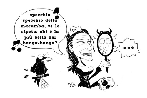 Cartoon: gelosie intestine (medium) by dan8 tagged satira,politica,santanche,strega,biancaneve