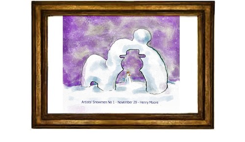 Cartoon: Artist Snowmen  Henry Moore (medium) by SteveWeatherill tagged advent,calendar,snowmen,artists