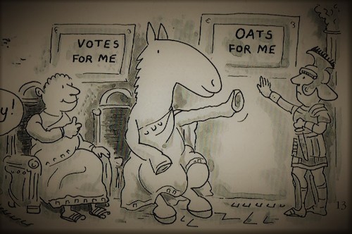 Cartoon: Votes for me. Oats for me. (medium) by SteveWeatherill tagged europeanelections,for,me