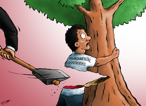 Cartoon: Plight of Environment Defenders (medium) by cartoonistzach tagged environment,land,rights,philippines,violence,conflict,mining,logging,environment,land,rights,philippines,violence,conflict,mining,logging,gewalt,rechte,konflikt,baum,axt