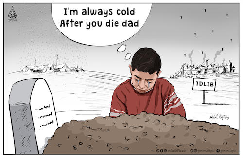 Cartoon: Being a child in Idlib ! (medium) by Mikail Ciftci tagged child,idlib,syria,war,refugee
